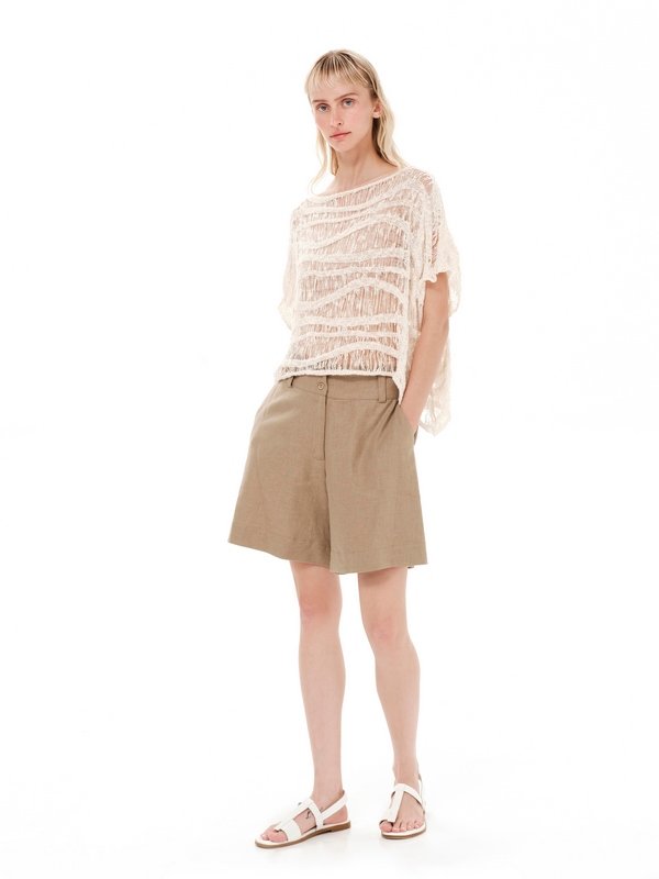Ioanna Kourbela Straight Carrot Pants - Linen Love Ψηλόμεση Βερμούδα