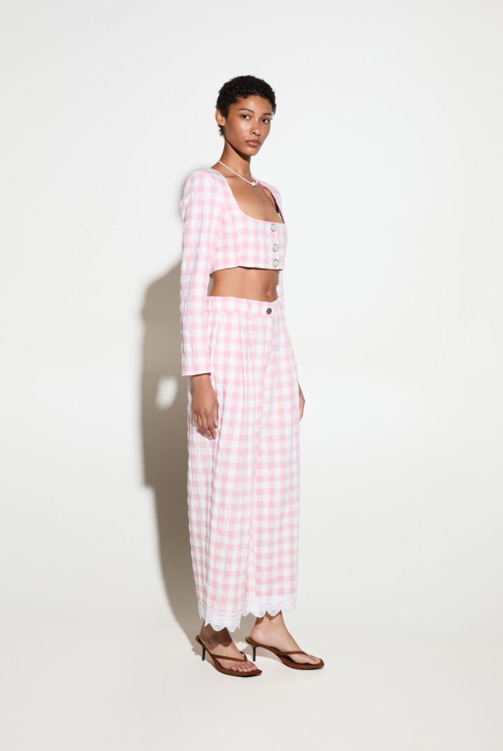 MILKWHITE - SIGNATURE PANTS WITH LACE DETAIL PINK-WHITE