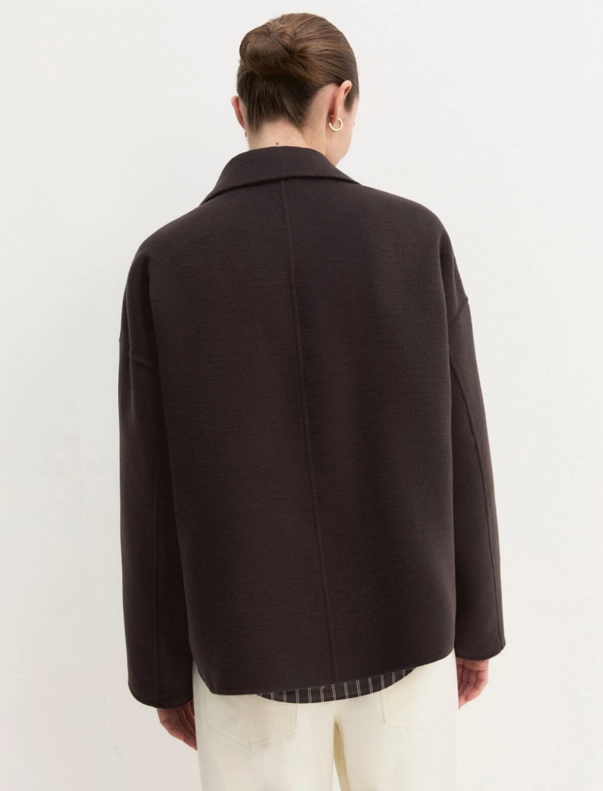 EMME BY MARELLA - Flared double-sided fabric jacket - DARK BROWN