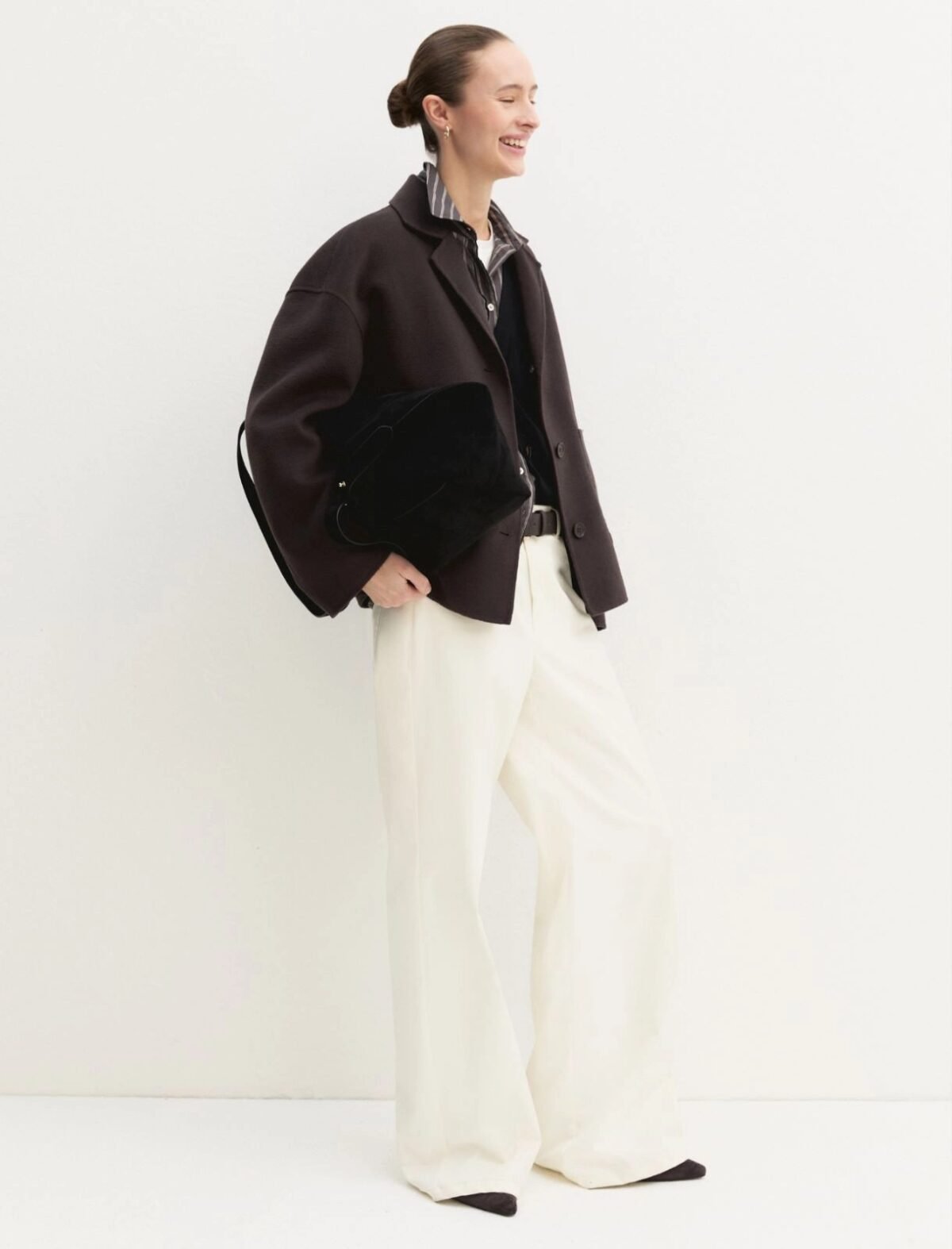 EMME BY MARELLA - Flared double-sided fabric jacket - DARK BROWN