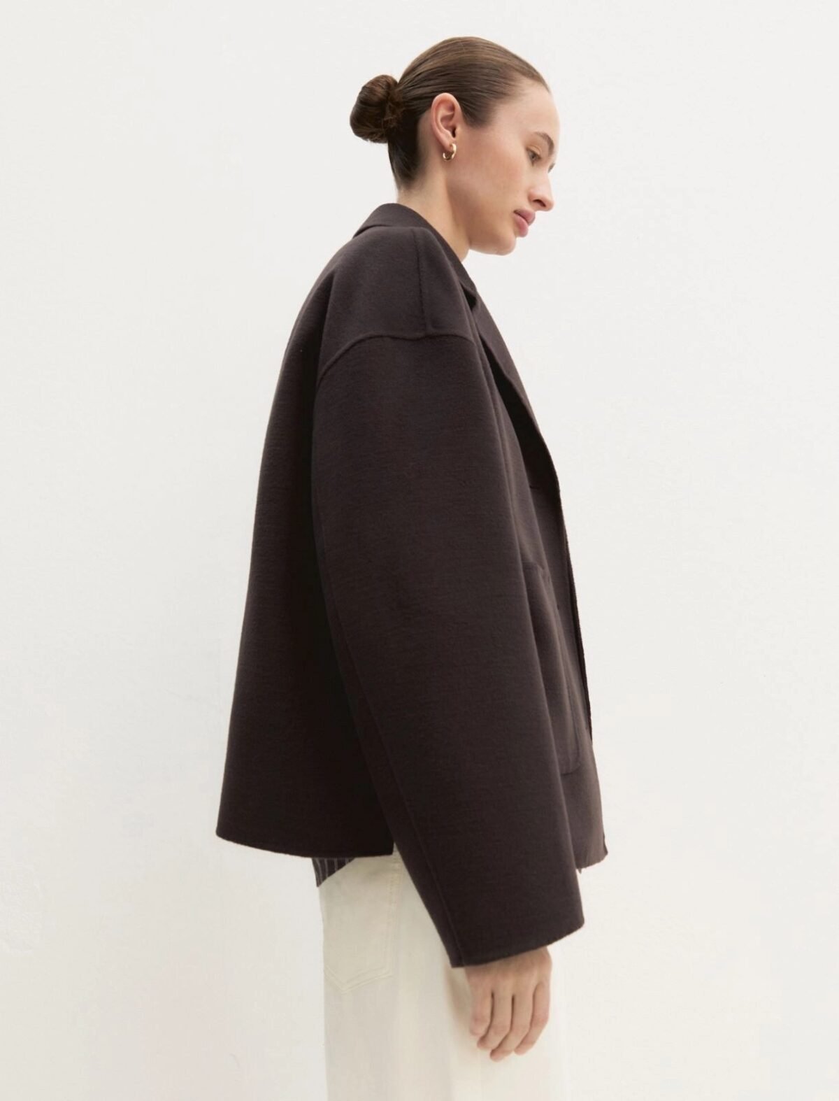 EMME BY MARELLA - Flared double-sided fabric jacket - DARK BROWN