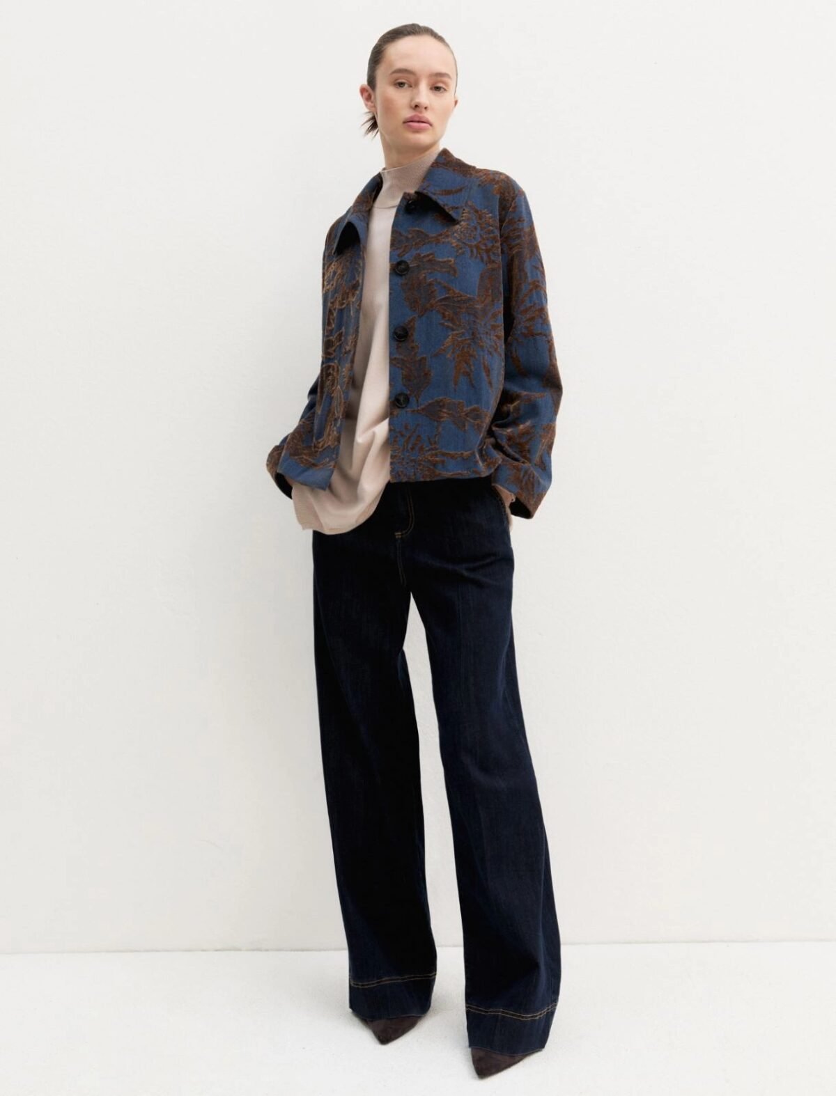 EMME BY MARELLA - Faded jacquard denim jacket - BLUE JEANS