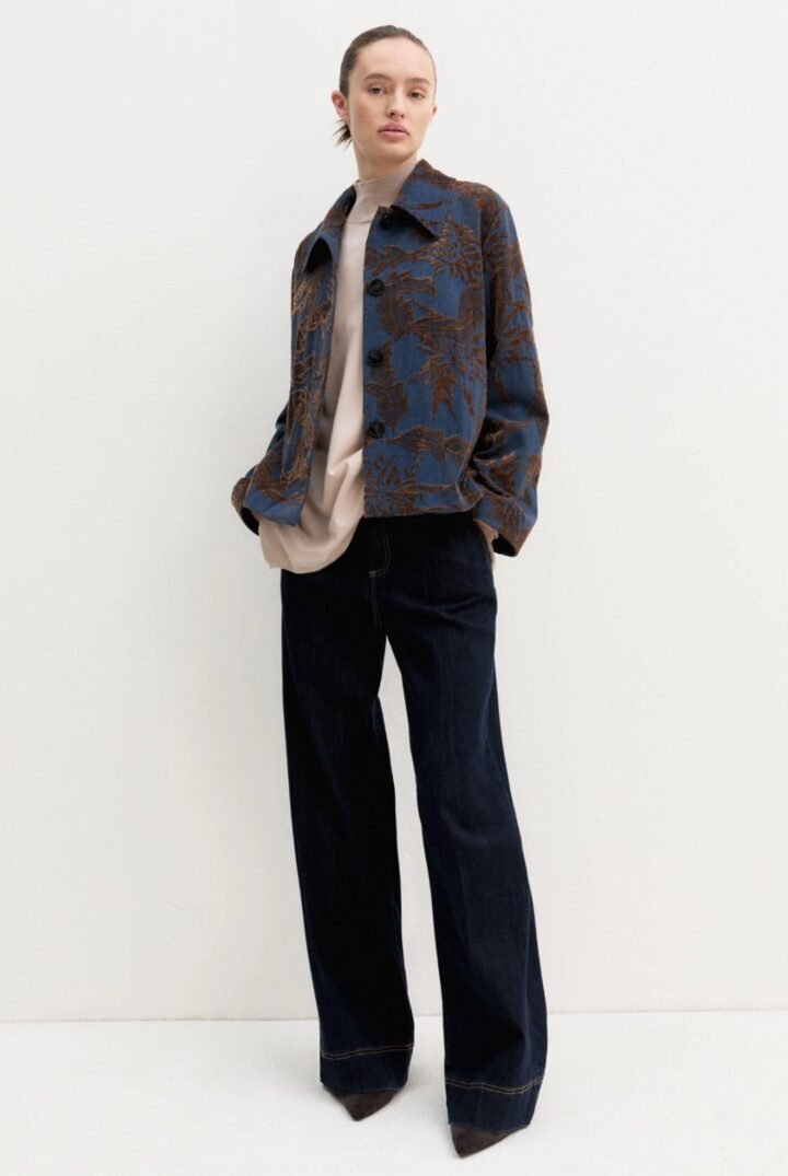EMME BY MARELLA - Faded jacquard denim jacket - BLUE JEANS
