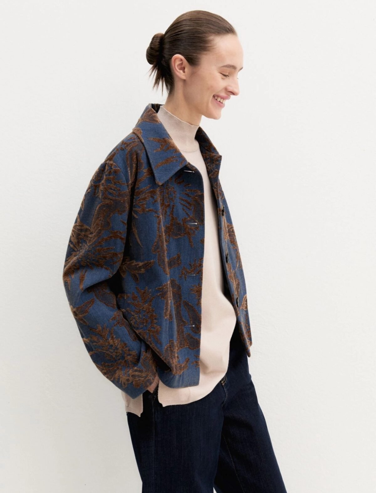 EMME BY MARELLA - Faded jacquard denim jacket - BLUE JEANS
