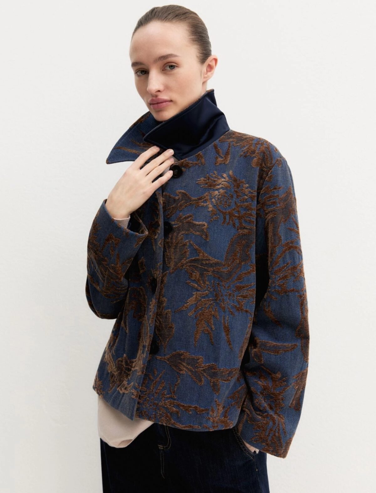 EMME BY MARELLA - Faded jacquard denim jacket - BLUE JEANS
