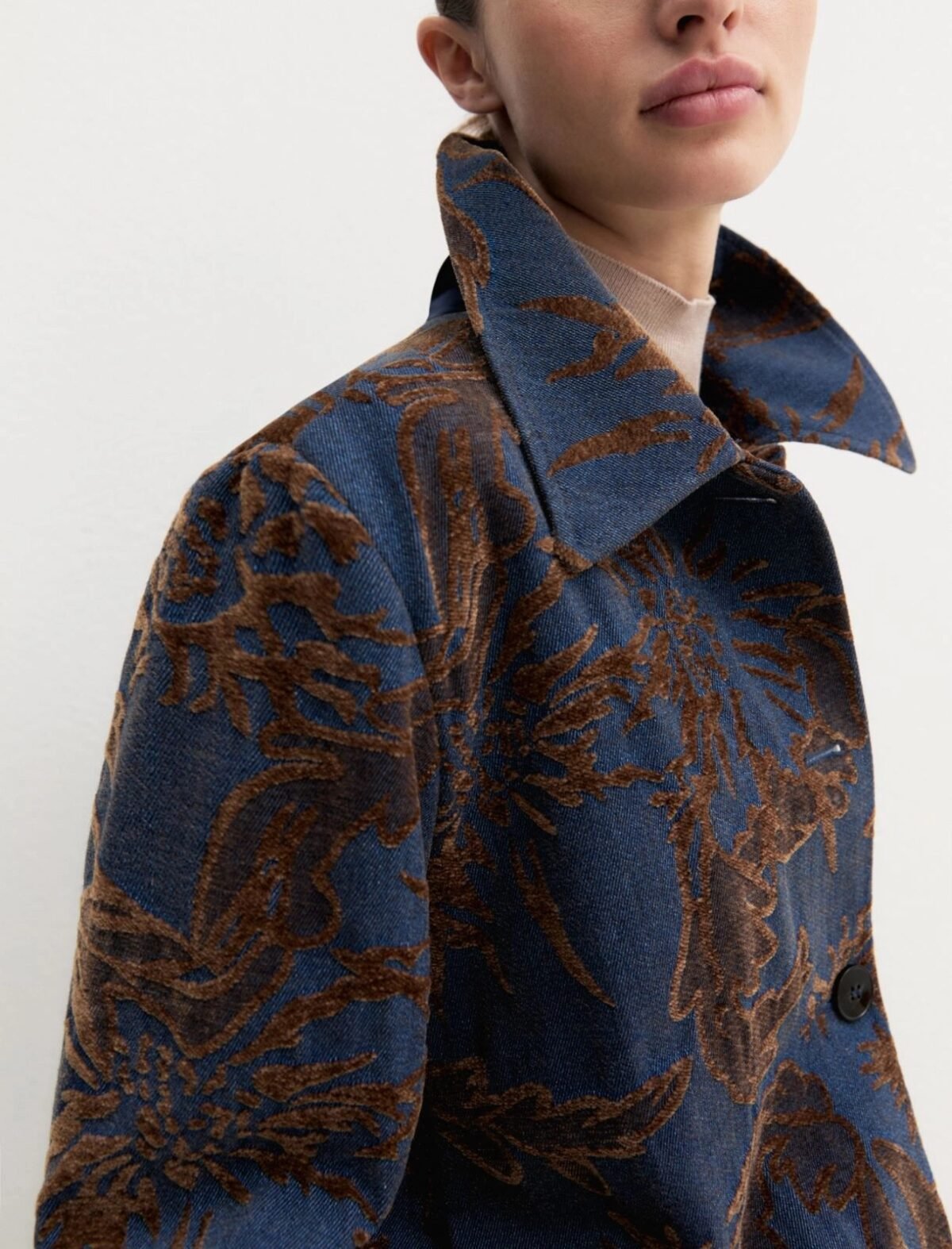 EMME BY MARELLA - Faded jacquard denim jacket - BLUE JEANS