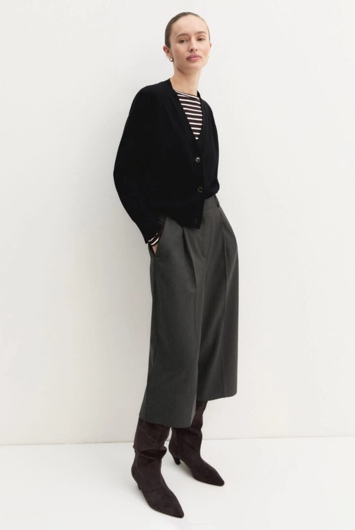 EMME BY MARELLA - Stretch fabric culottes - MELANGE DARK GREY